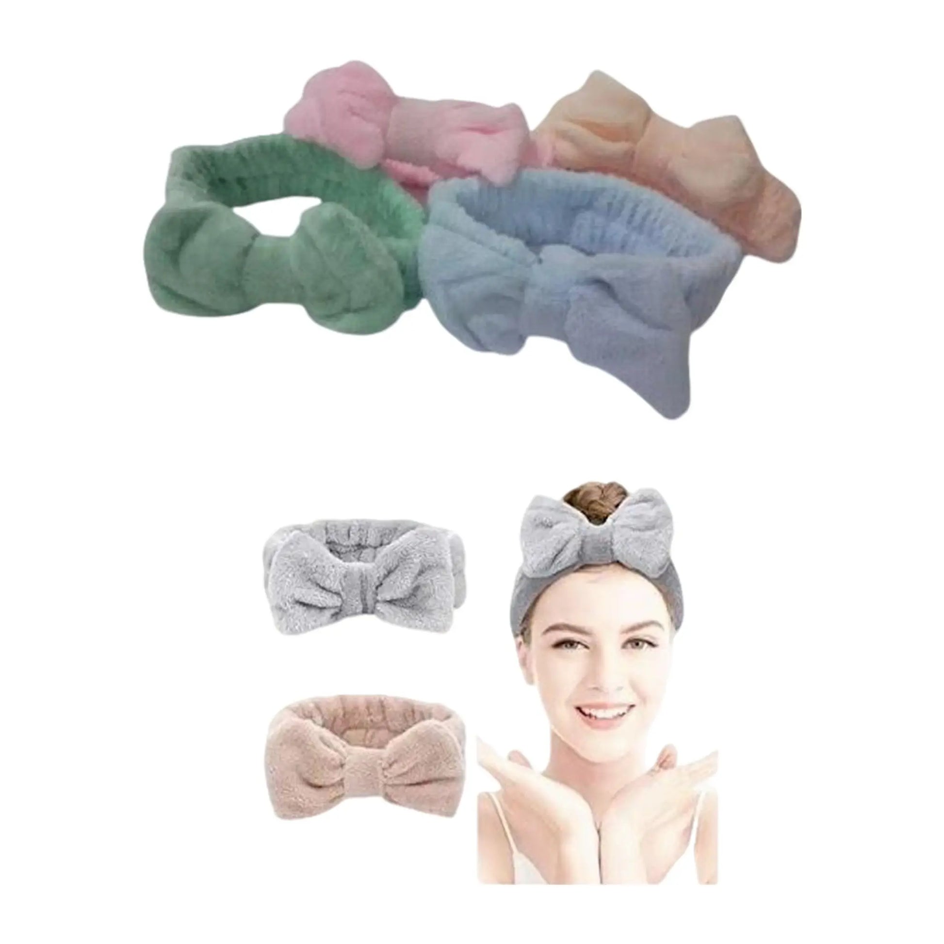 Diadema Spa de Microfibra Suave con Moño Set x12 - J&C Cosmetics