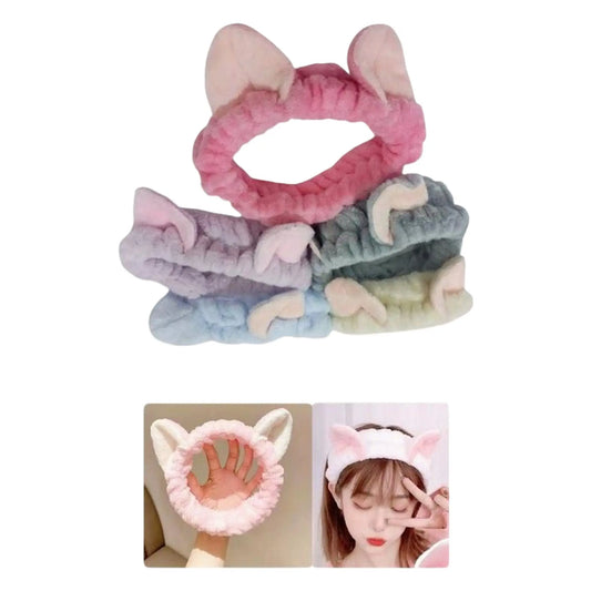 Diadema Facial Kawaii Con Orejas De Gato Set x12 - J&C Cosmetics