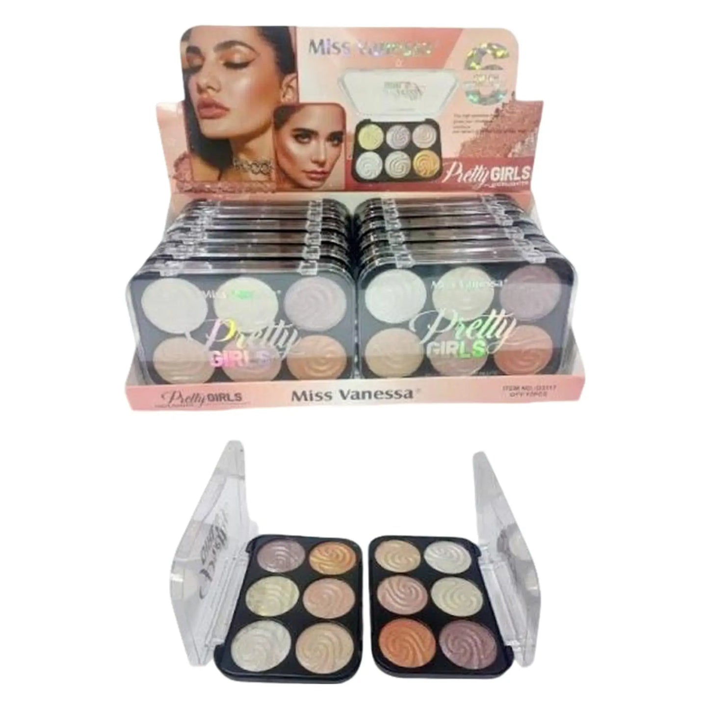 Paleta de Iluminadores Miss Vanessa Set x12 - J&C Cosmetics